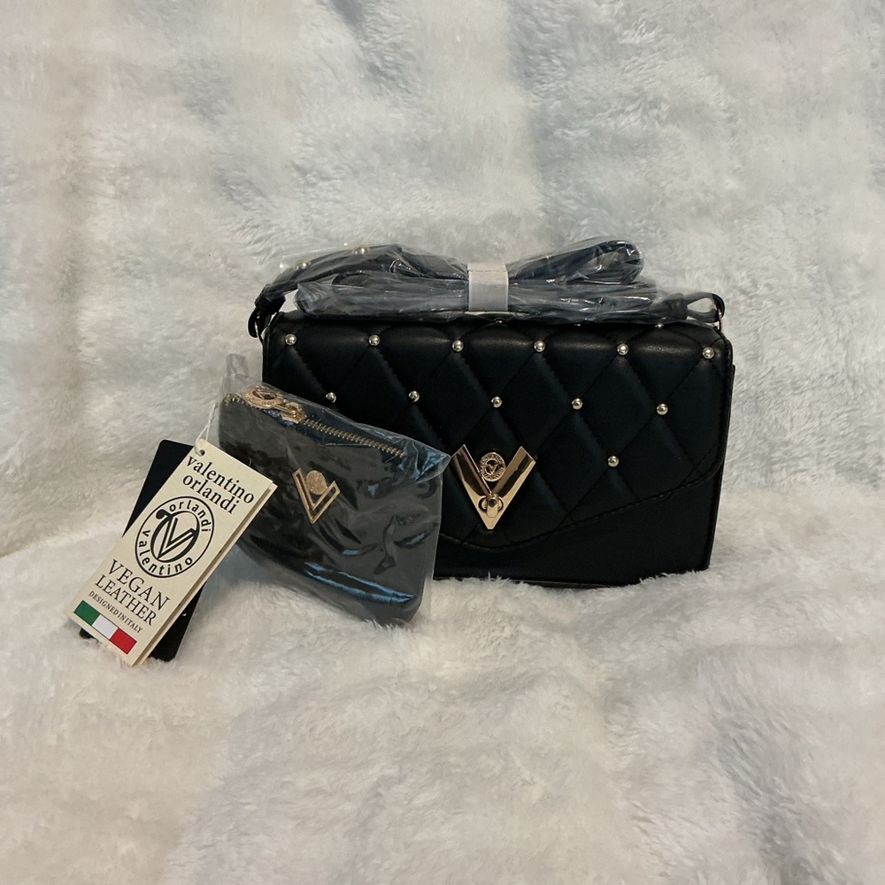 Valentino Orlandi Black Quilted Crossbody Bag